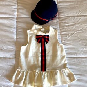 JANIE & JACK bow peplum top & hat sz 4